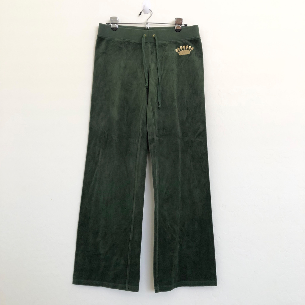 Juicy Couture Green Suede Wide Leg Lounge Pants